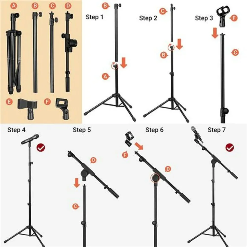 Tripod Microphone Stand Boom Arm Floor Mic Stand with Carrying Bag